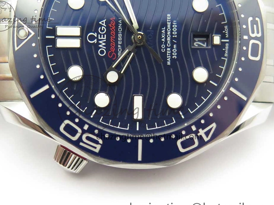 0725 2018 Seamaster Diver 300M OMF Best Edition Blue Ceramic Blue Dial on SS Bracelet A8800 (Black Balance Wheel) ZeroBulk 7957